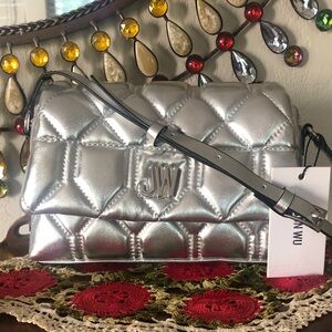 NWT Jason Wu Vegan Leather Metallic Silver Quilted Crossbody